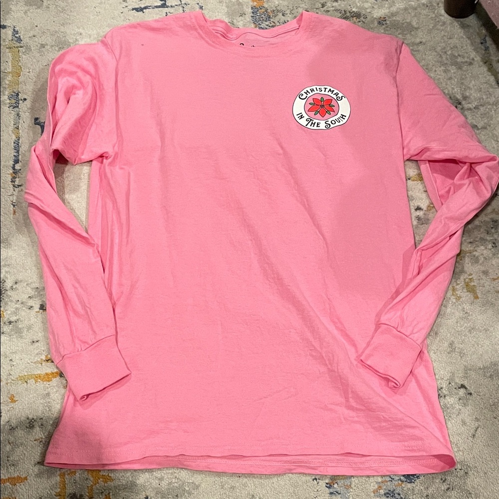 Comfort Colors Christmas Pink Long Sleeve Tee